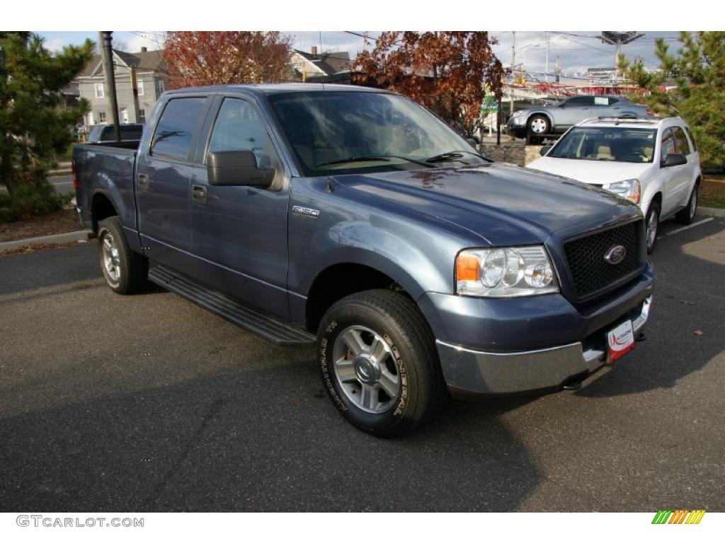 2005 F150 XLT SuperCrew 4x4 - Medium Wedgewood Blue Metallic / Tan photo #3