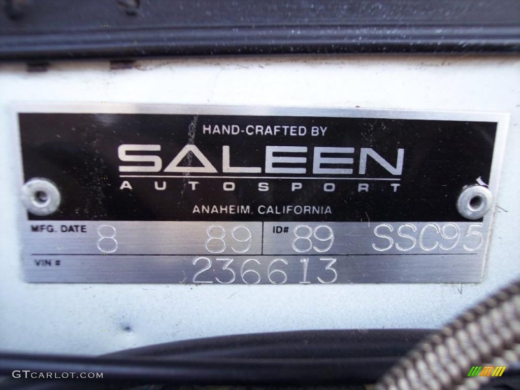 1989 Ford Mustang Saleen SSC Fastback Info Tag Photo #40217524