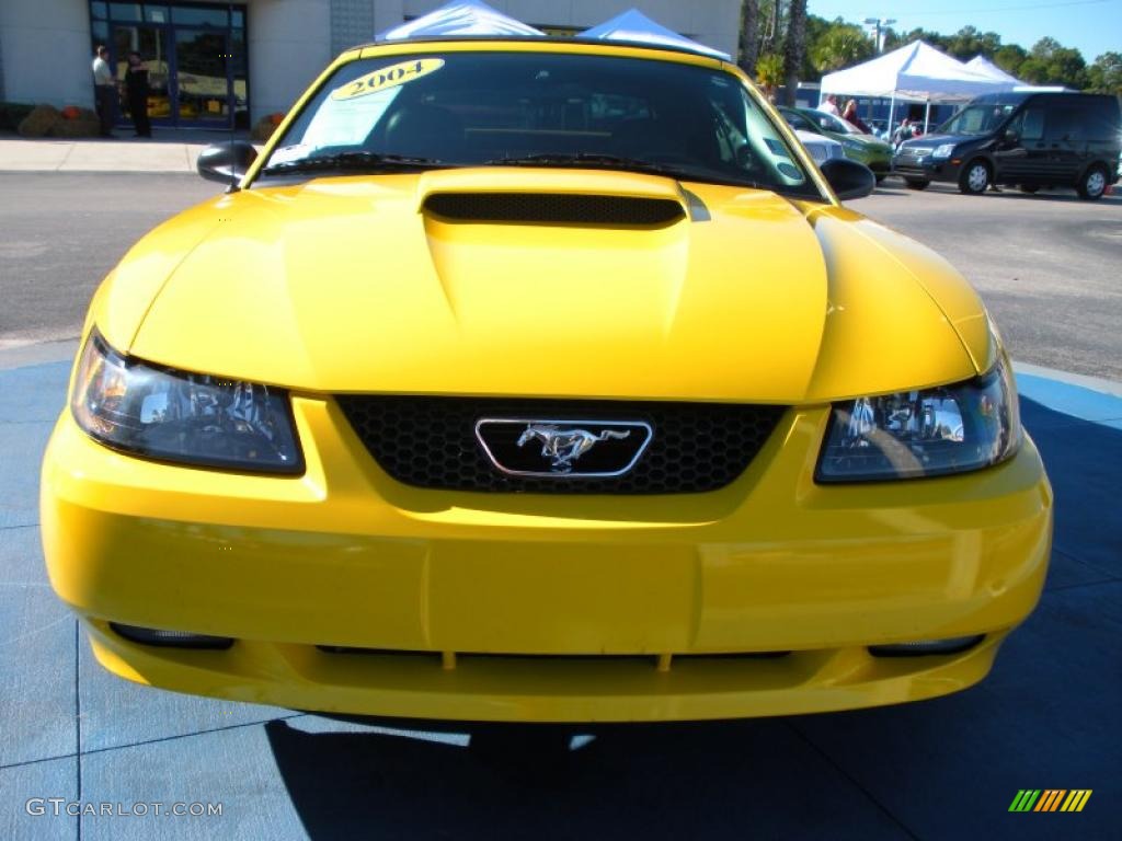 Screaming Yellow 2004 Ford Mustang GT Convertible Exterior Photo #40224850