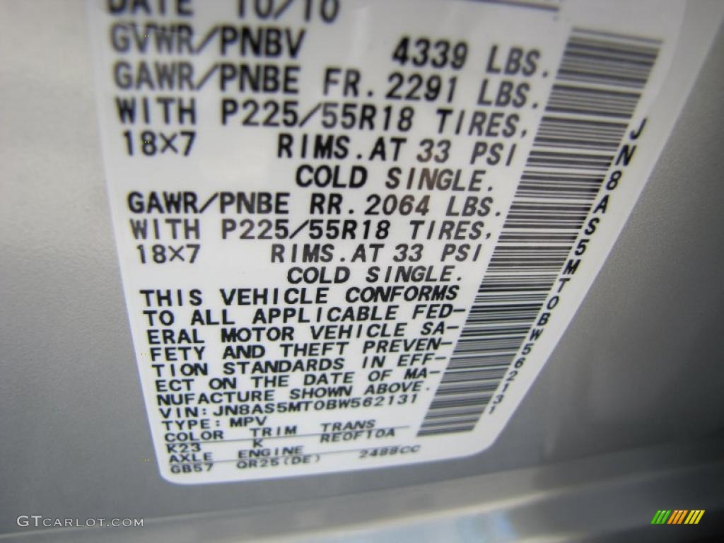 2011 Rogue SL - Silver Ice Metallic / Gray photo #17
