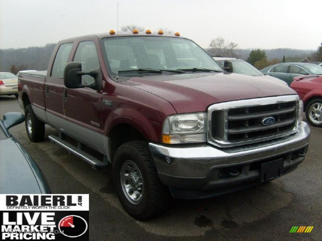 2004 F250 Super Duty XLT Crew Cab 4x4 - Dark Toreador Red Metallic / Medium Flint photo #1