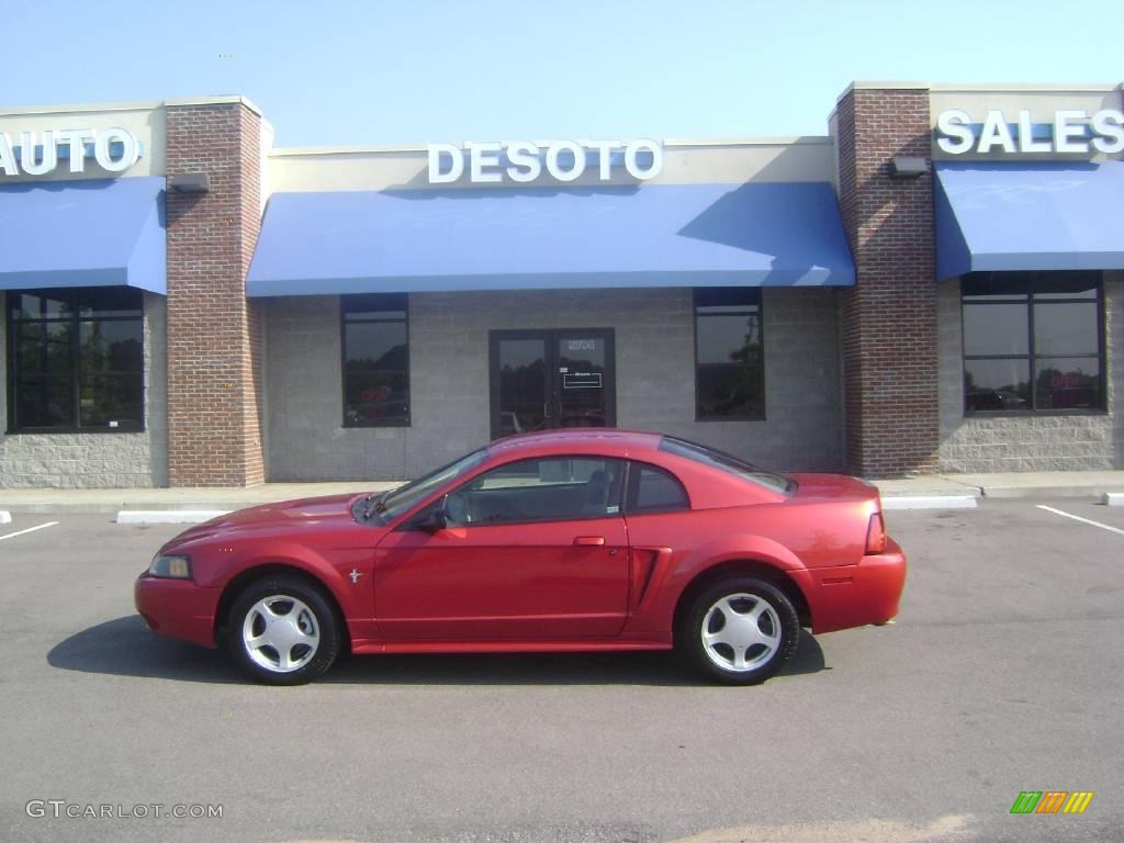 2002 Mustang V6 Coupe - Laser Red Metallic / Medium Parchment photo #1