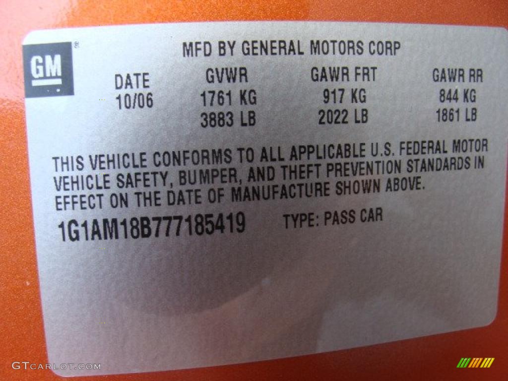2007 Chevrolet Cobalt SS Coupe Info Tag Photo #40233682