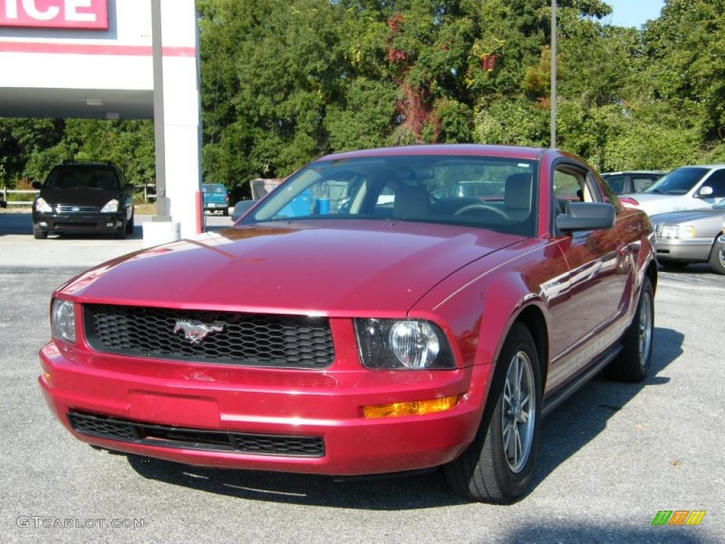 2005 Mustang V6 Premium Coupe - Redfire Metallic / Medium Parchment photo #1