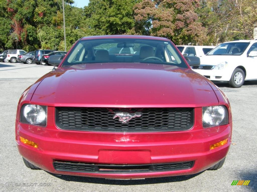 2005 Mustang V6 Premium Coupe - Redfire Metallic / Medium Parchment photo #8