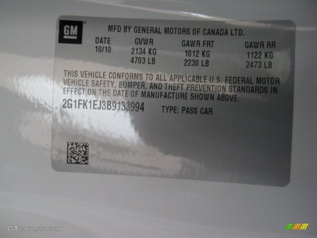 2011 Chevrolet Camaro SS/RS Coupe Info Tag Photo #40242558
