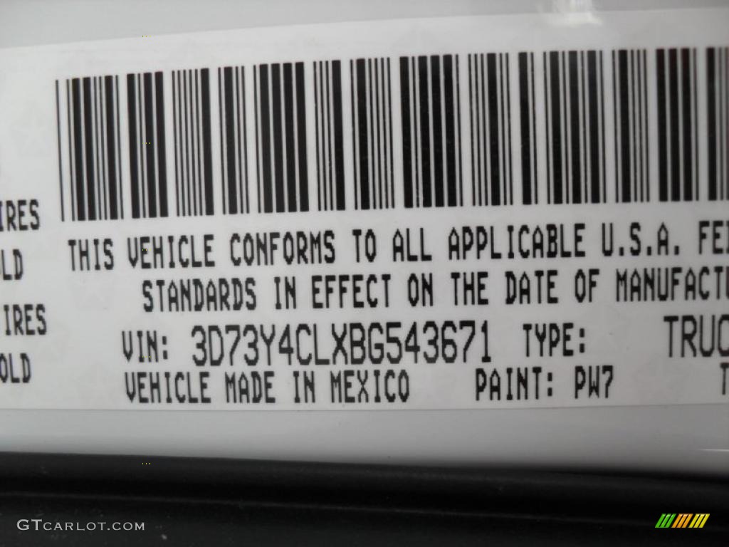 2011 Dodge Ram 3500 HD ST Crew Cab 4x4 Dually Info Tag Photos