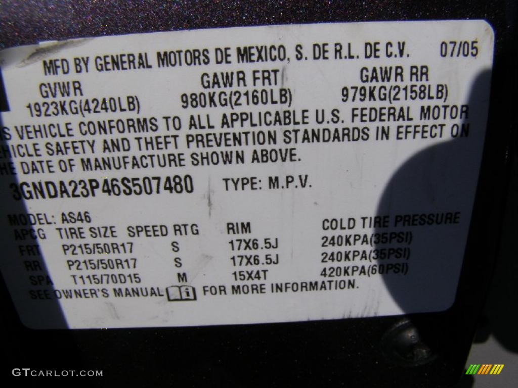 2006 Chevrolet HHR LT Info Tag Photo #40259602