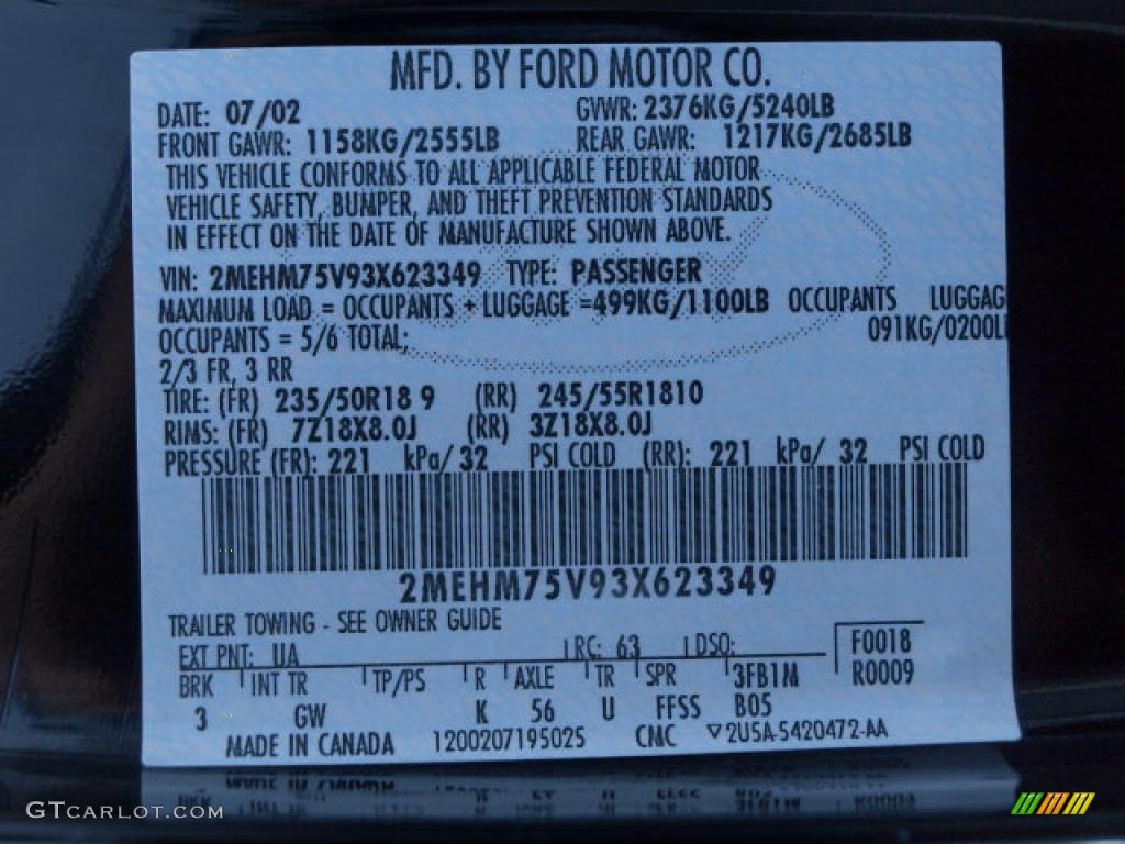 2003 Marauder Color Code UA for Black Photo #40263626
