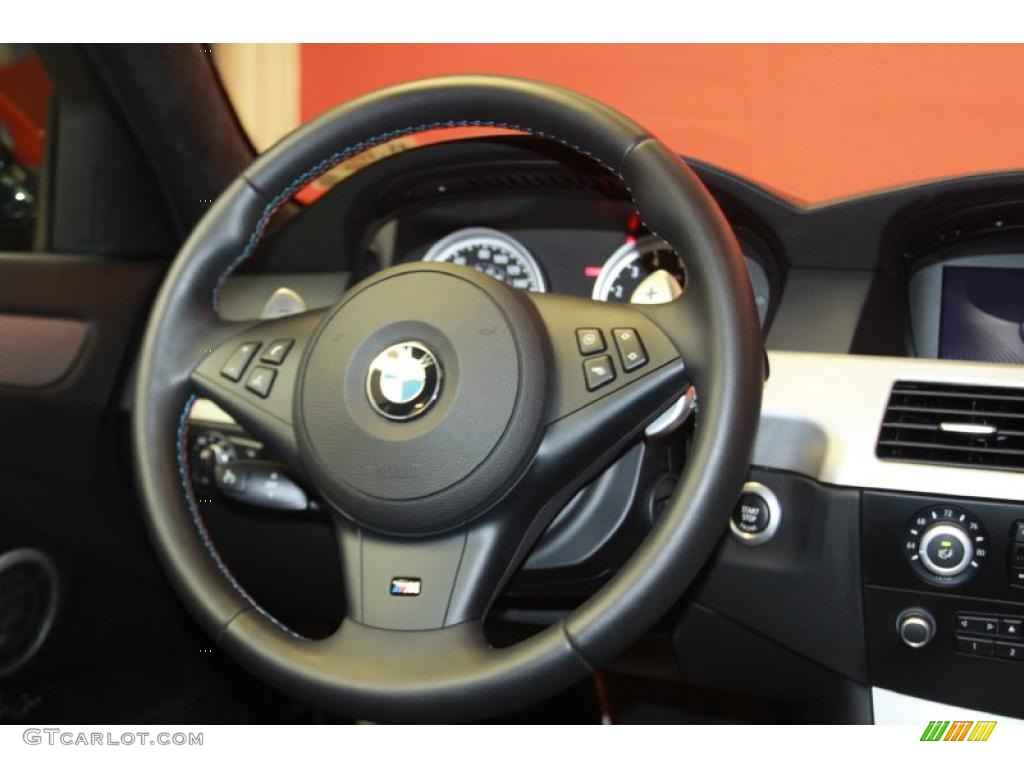 2010 BMW M5 Standard M5 Model Black Merino Leather Steering Wheel Photo #40271106