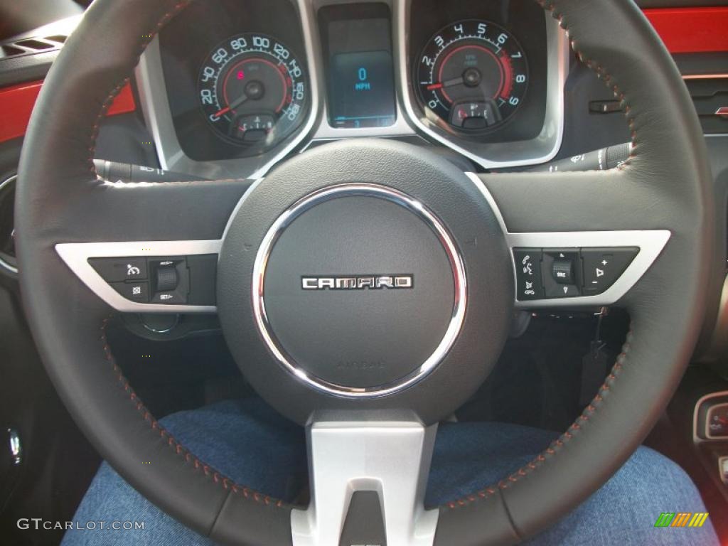2011 Chevrolet Camaro SS/RS Coupe Inferno Orange/Black Steering Wheel Photo #40276442