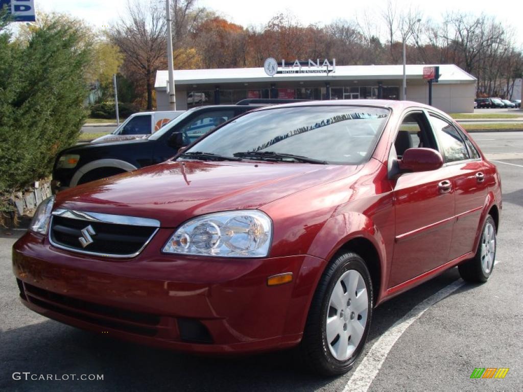 2007 Forenza Sedan - Fusion Red Metallic / Grey photo #1