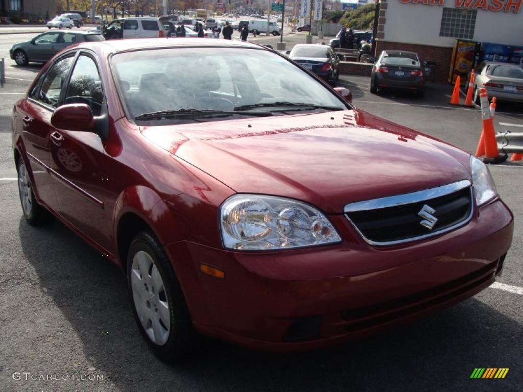 2007 Forenza Sedan - Fusion Red Metallic / Grey photo #3