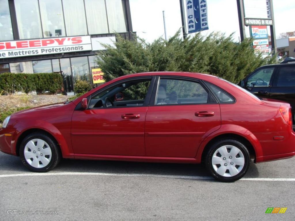 2007 Forenza Sedan - Fusion Red Metallic / Grey photo #8