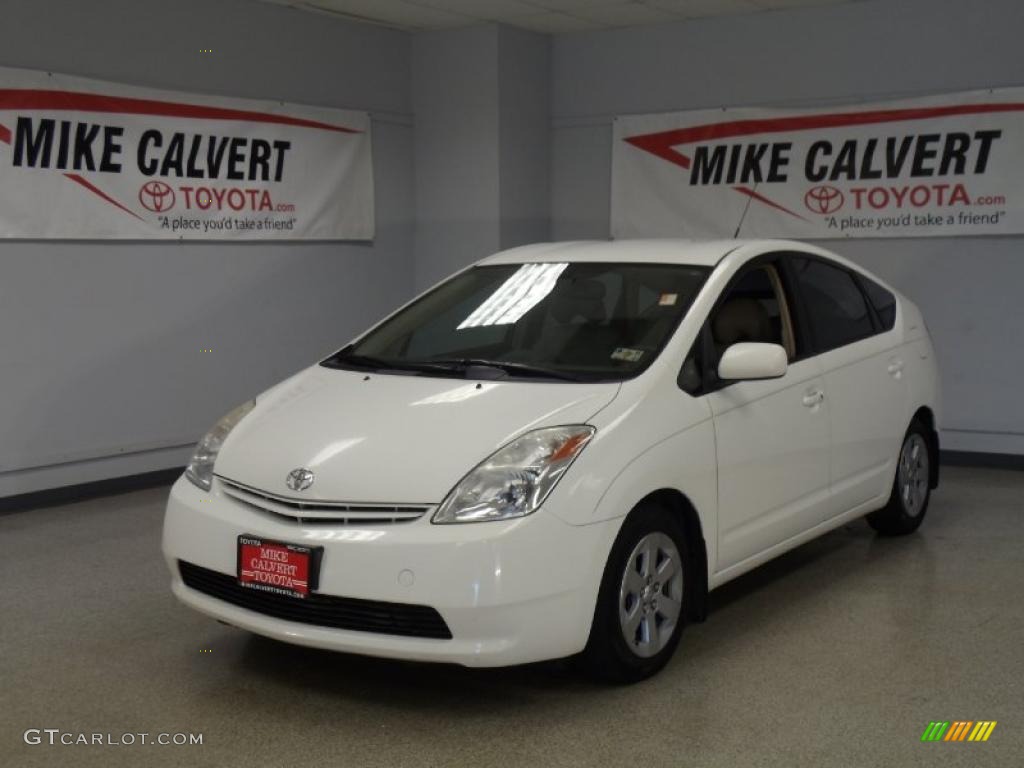 2005 Prius Hybrid - Super White / Ivory/Brown photo #1