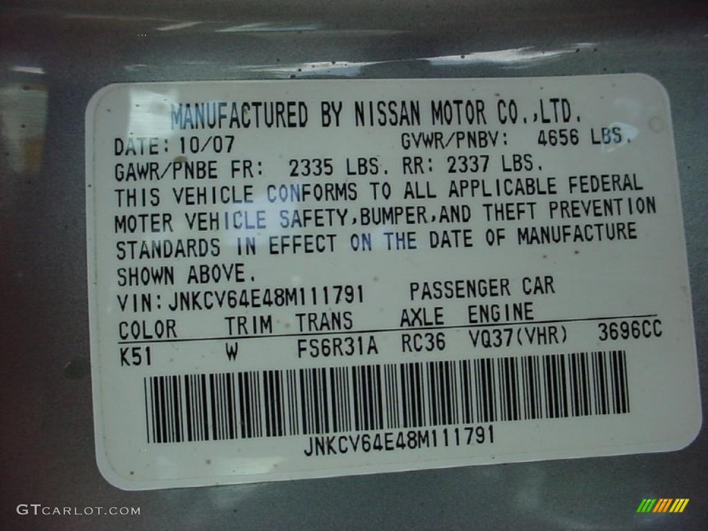 2008 G Color Code K51 for Platinum Graphite Gray Photo #40308160