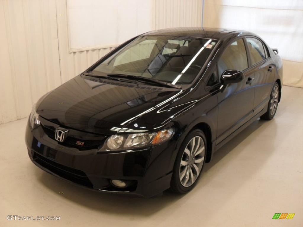 2009 Civic Si Sedan - Crystal Black Pearl / Black photo #1