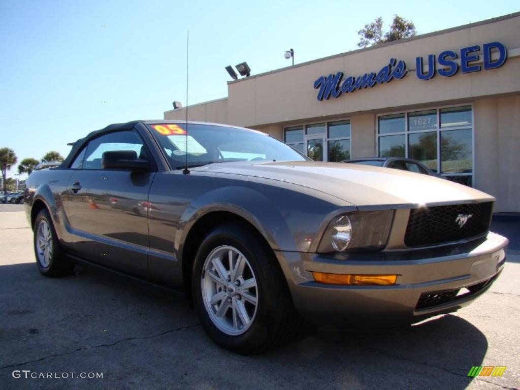 2005 Mustang V6 Deluxe Convertible - Mineral Grey Metallic / Dark Charcoal photo #2