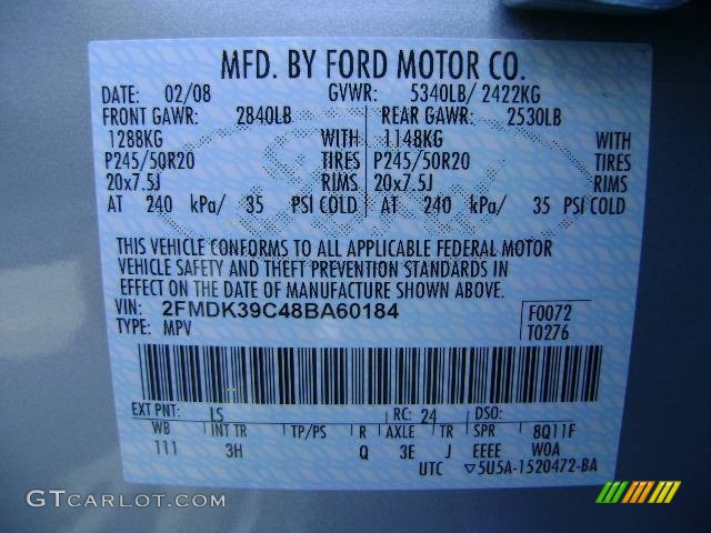 2008 Edge Color Code LS for Light Ice Blue Metallic Photo #403165
