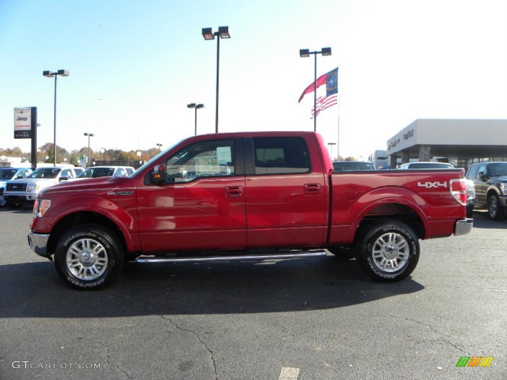 2010 F150 Lariat SuperCrew 4x4 - Red Candy Metallic / Tan photo #5