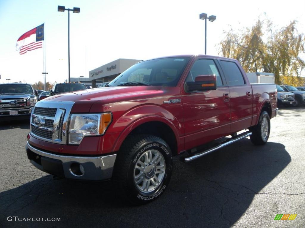 2010 F150 Lariat SuperCrew 4x4 - Red Candy Metallic / Tan photo #6