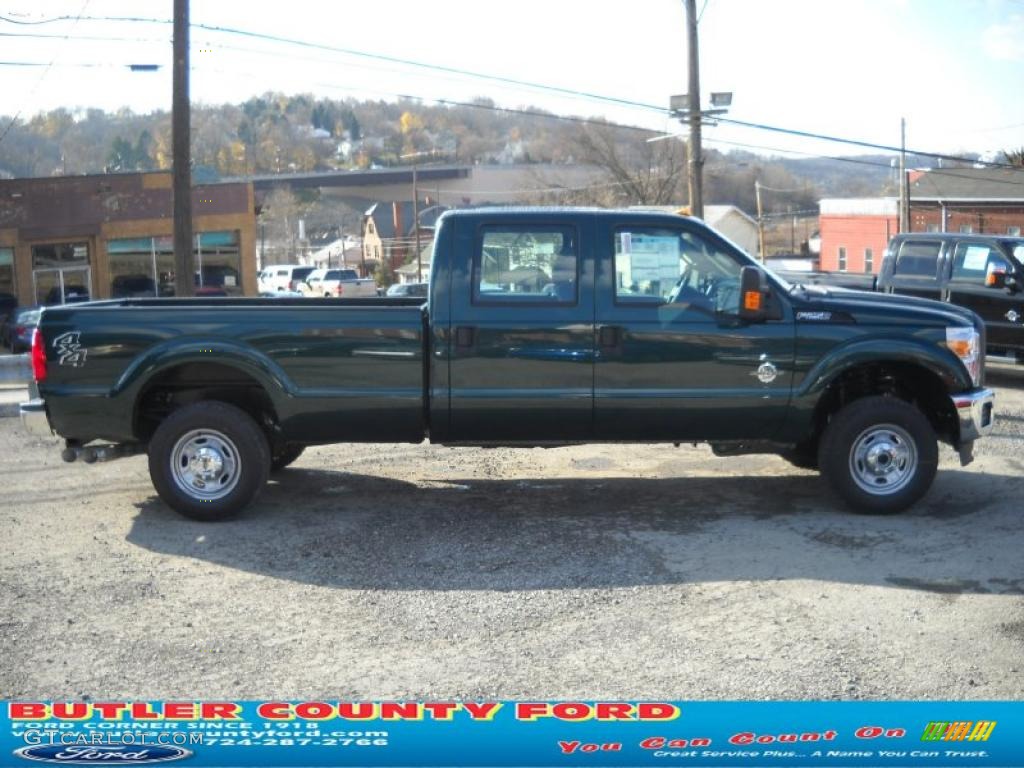 2011 F250 Super Duty XL Crew Cab 4x4 - Forest Green Metallic / Steel Gray photo #2