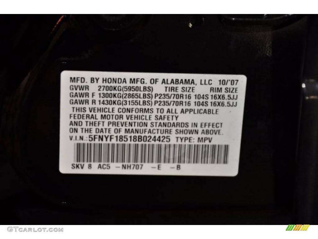 2008 Pilot EX-L 4WD - Formal Black / Saddle photo #9