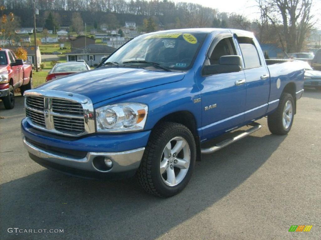 2008 Ram 1500 Big Horn Edition Quad Cab 4x4 - Electric Blue Pearl / Medium Slate Gray photo #3