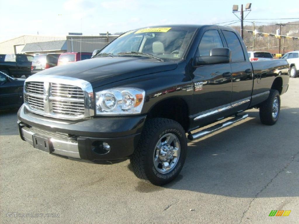 2008 Ram 2500 Laramie Quad Cab 4x4 - Brilliant Black Crystal Pearl / Medium Slate Gray photo #1