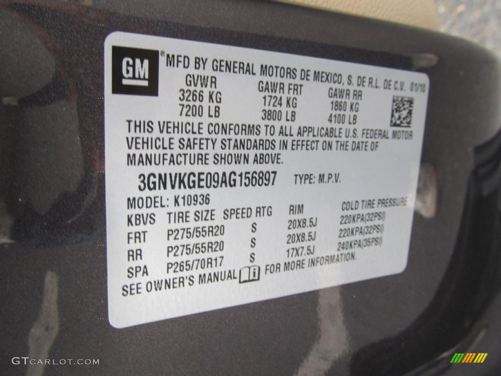 2010 Chevrolet Avalanche LTZ 4x4 Info Tag Photos