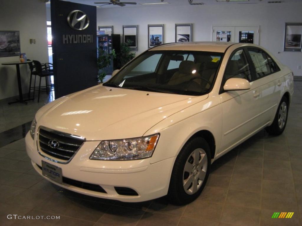 2009 Sonata GLS - Powder White Pearl / Camel photo #2