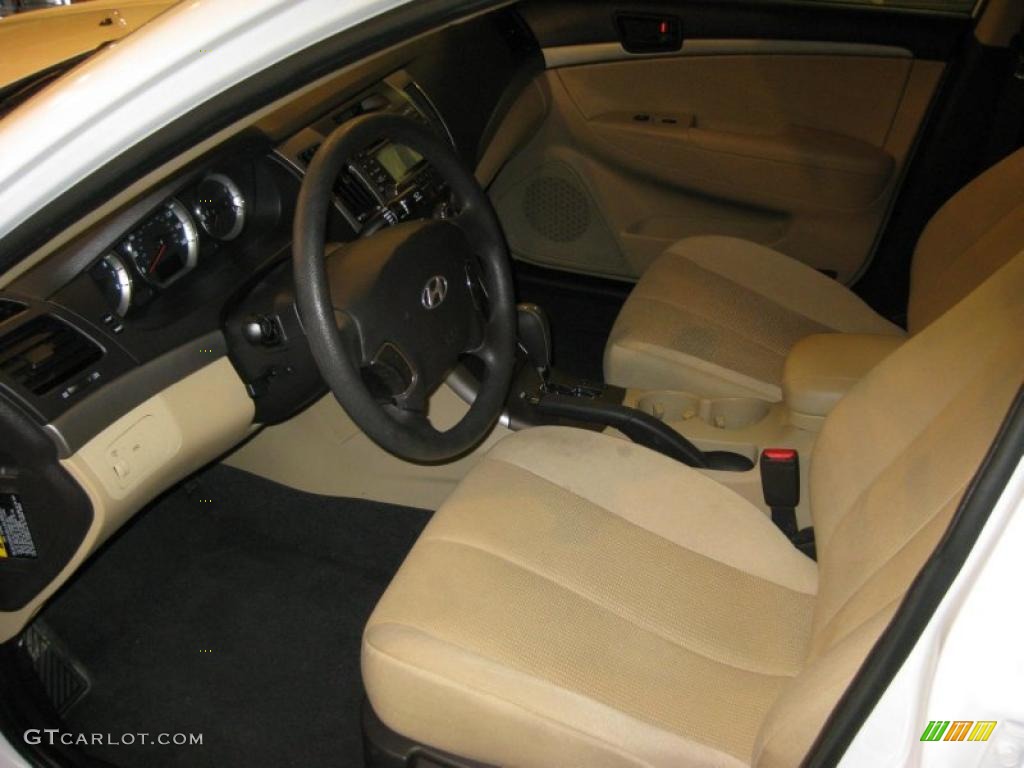 2009 Sonata GLS - Powder White Pearl / Camel photo #12
