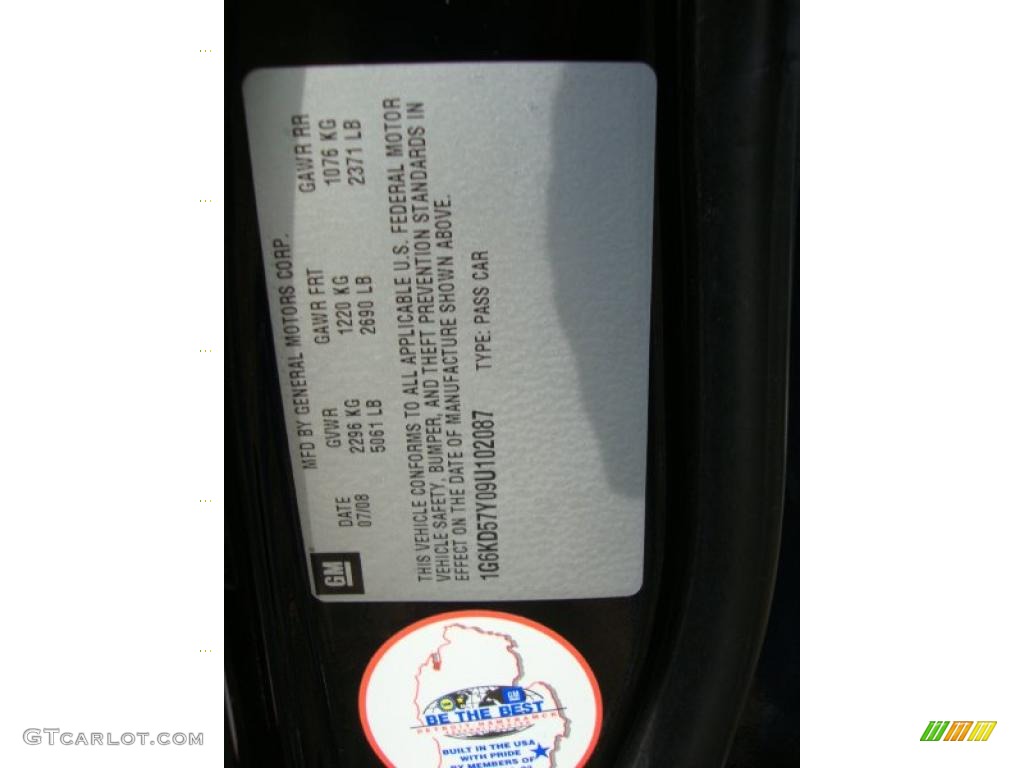 2009 Cadillac DTS Luxury Info Tag Photos