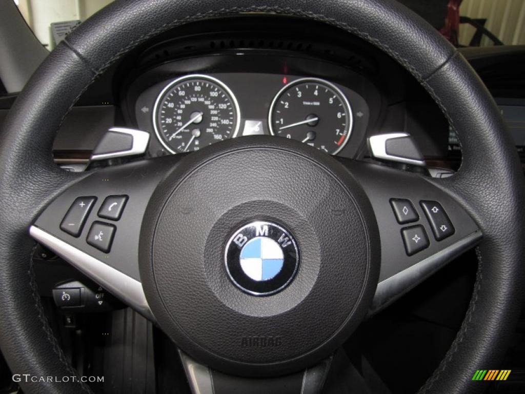 2009 BMW 5 Series 535i Sedan Black Steering Wheel Photo #40347278