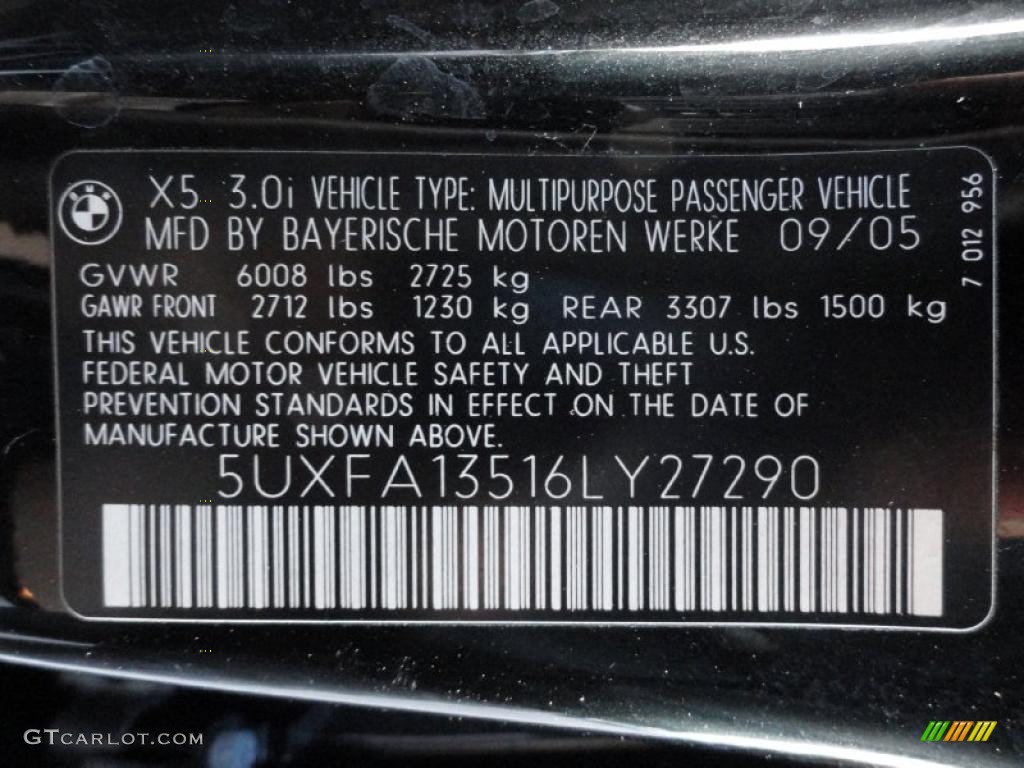 2006 BMW X5 3.0i Info Tag Photo #40347530