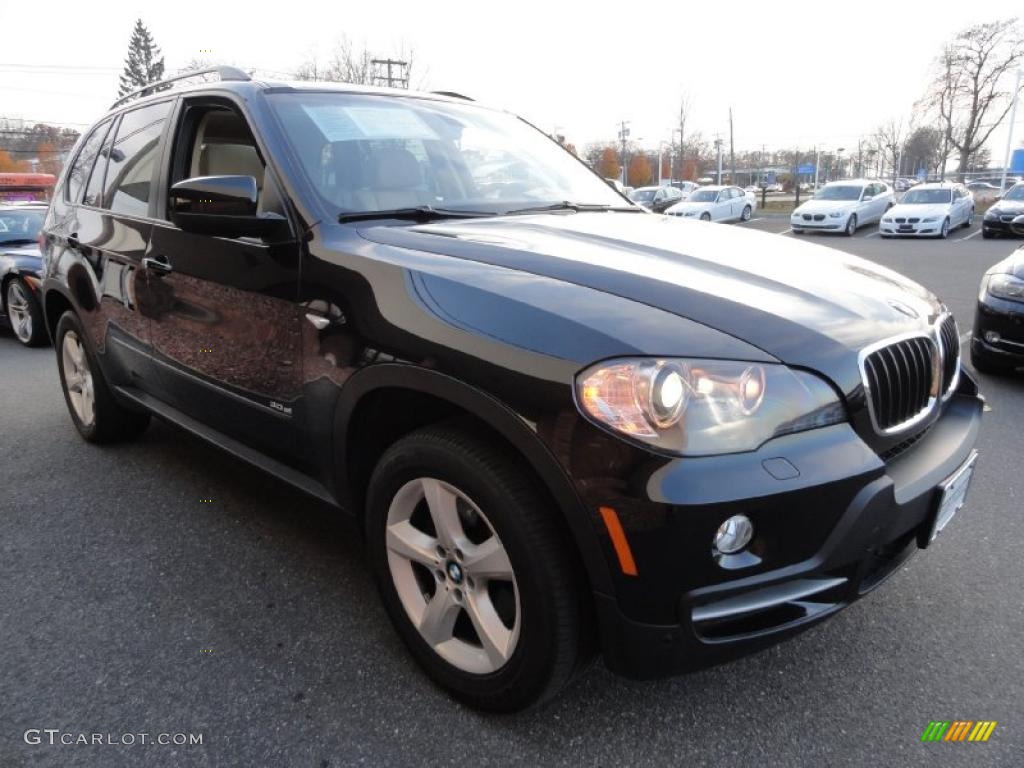 2008 X5 3.0si - Black Sapphire Metallic / Sand Beige photo #6