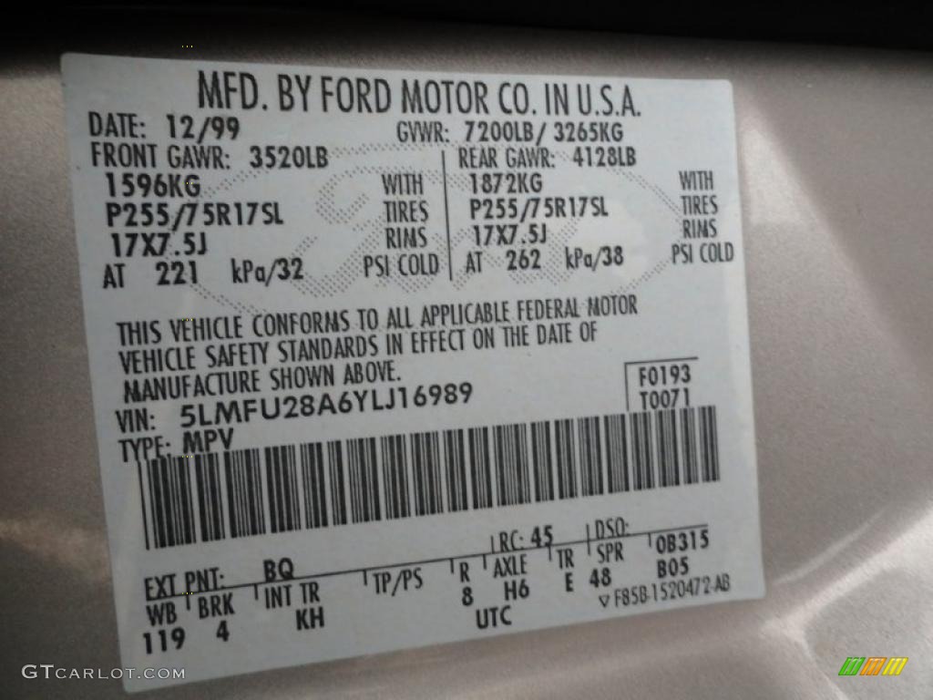 2000 Lincoln Navigator 4x4 Color Code Photos