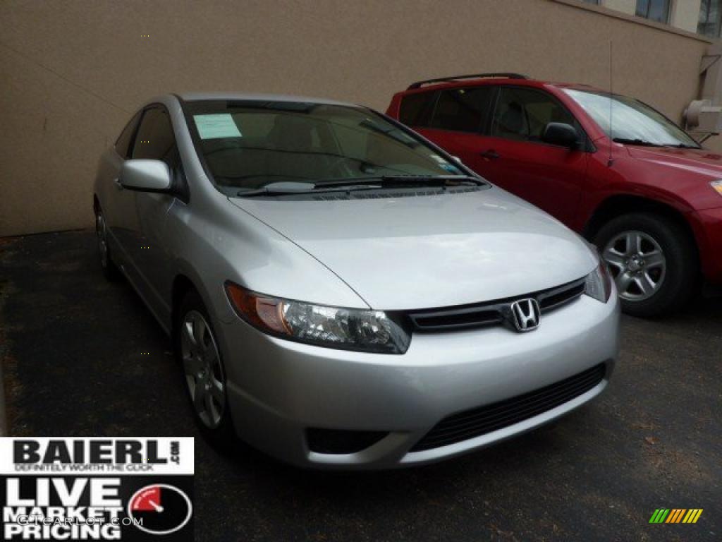 2007 Civic LX Coupe - Alabaster Silver Metallic / Gray photo #1