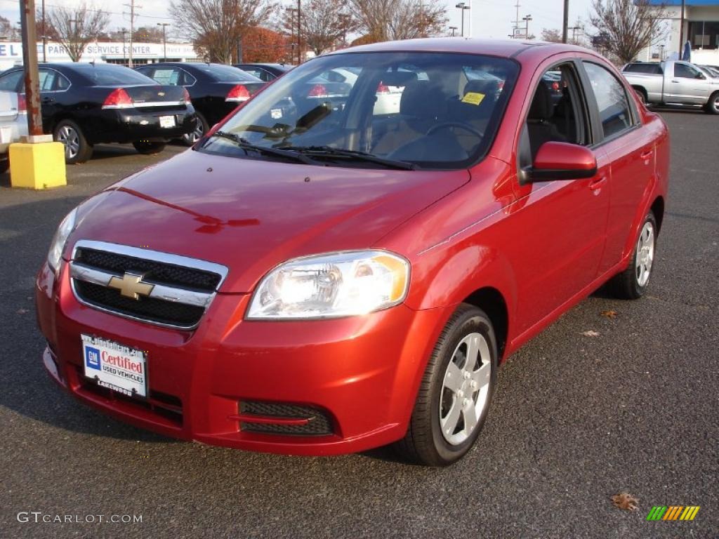 2010 Aveo LT Sedan - Sport Red / Charcoal photo #1