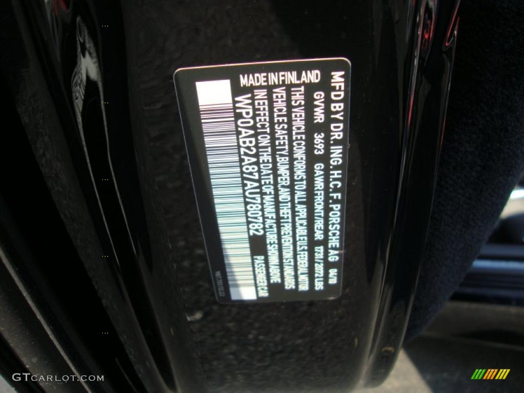 2010 Porsche Cayman S Info Tag Photo #40363429