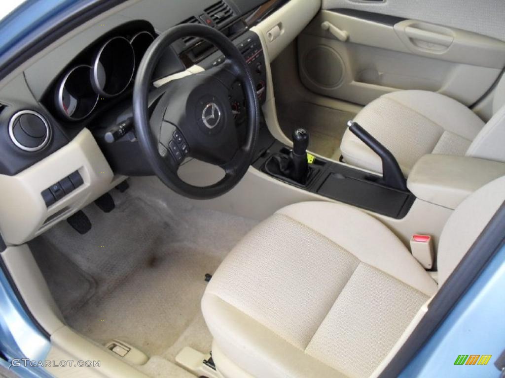 2007 MAZDA3 i Sedan - Ice Blue Metallic / Beige photo #13
