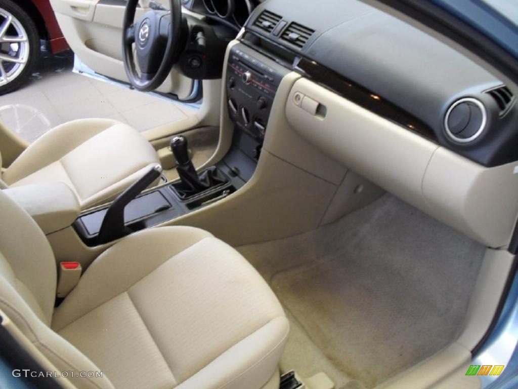 2007 MAZDA3 i Sedan - Ice Blue Metallic / Beige photo #18