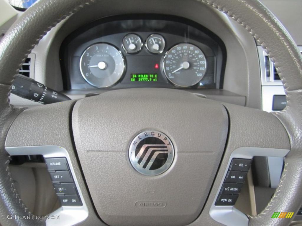 2008 Mercury Milan V6 Premier AWD Medium Light Stone Steering Wheel Photo #40369973