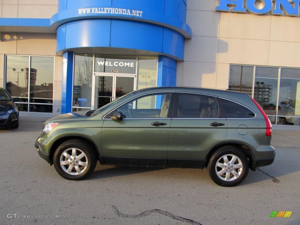 2008 CR-V EX 4WD - Green Tea Metallic / Ivory photo #3