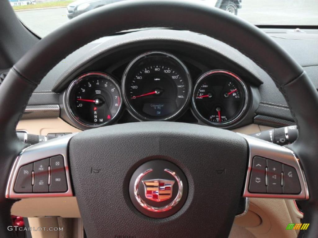 2011 Cadillac CTS Coupe Cashmere/Cocoa Steering Wheel Photo #40376653