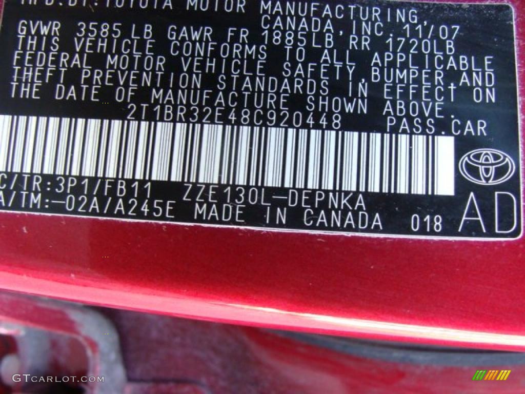 2008 Corolla LE - Barcelona Red / Stone photo #15