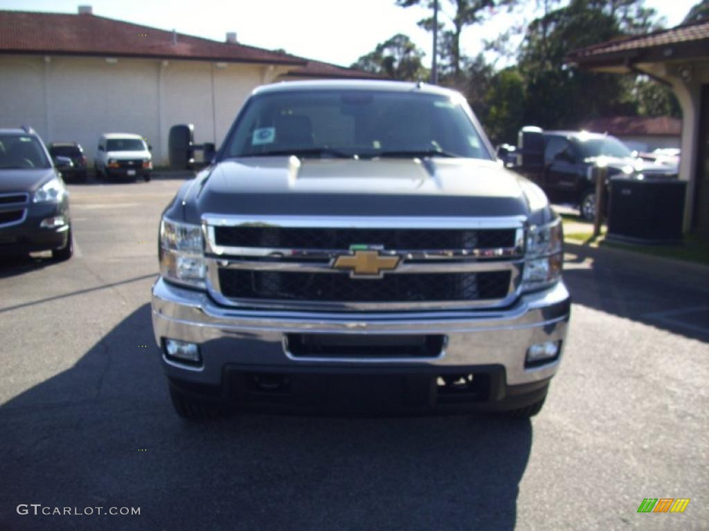 2011 Silverado 2500HD LTZ Crew Cab 4x4 - Steel Green Metallic / Light Titanium/Dark Titanium photo #9