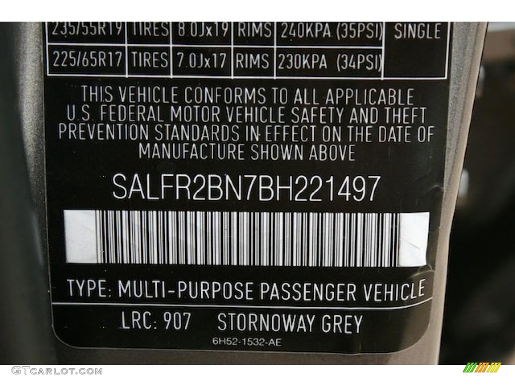 2011 Land Rover LR2 HSE Info Tag Photo #40390869