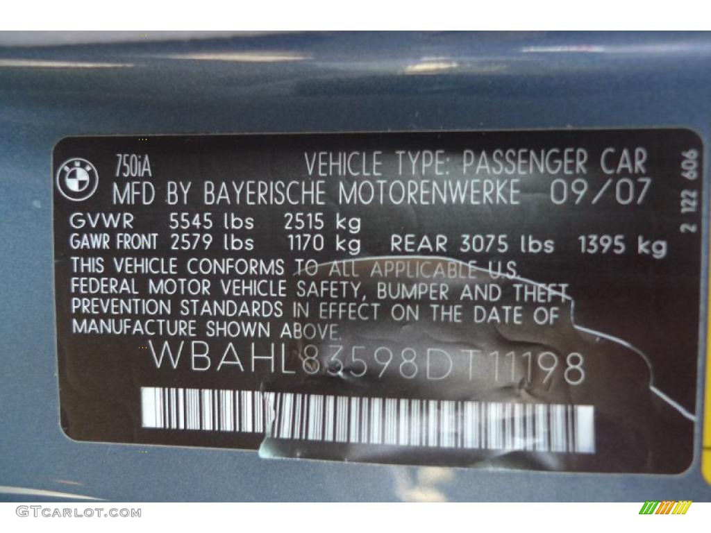 2008 7 Series 750i Sedan - Michigan Blue Metallic / Flannel Grey photo #50