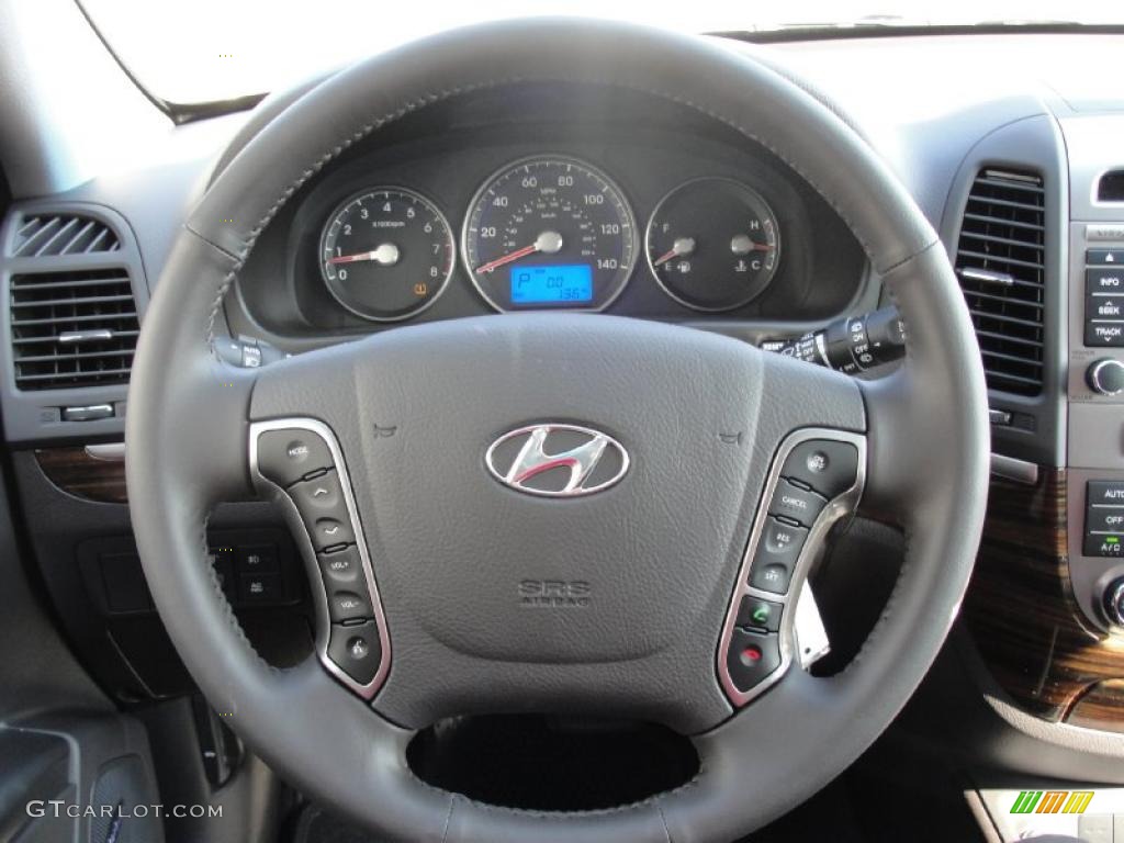 2011 Hyundai Santa Fe Limited Cocoa Black Steering Wheel Photo #40399877